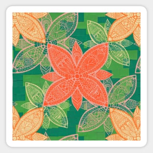 Flower Mandala Orange and Green Sticker